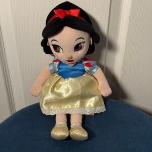 Disney Store Snow White Plush Doll Yellow Dress Bow Hair Classic Character Toy